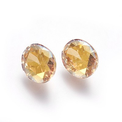 Electroplated Cubic Zirconia Pointed Back Cabochons ZIRC-I024-8x10-03-1