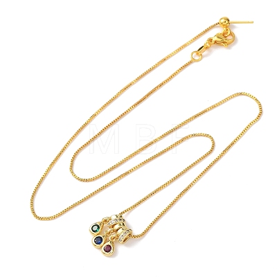 Brass Pave Colorful Cubic Zirconia Pendant Box Chain Adjustable Slider Necklaces NJEW-D348-03D-G-1