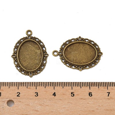 Tibetan Style Antique Silver Alloy Flat Oval Pendant Cabochon Settings TIBEP-M022-19AB-1