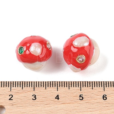 Natural Pearl with Cubic Zirconia Enamel Beads PEAR-G014-02A-1