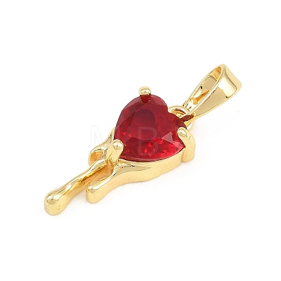 Valentine's Day Brass Micro Pave Red Cubic Zirconia Pendants KK-E798-10B-G-1