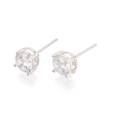 925 Sterling Silver & Clear Cubic Zirconia Stud Earrings STER-T008-70S-02-1