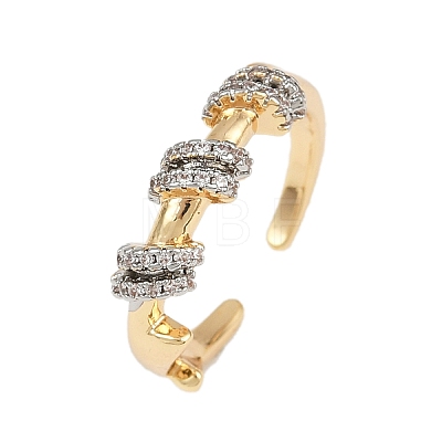 Brass Micro Pave Cubic Zirconia Adjustable Cuff Rings RJEW-C140-08G-1