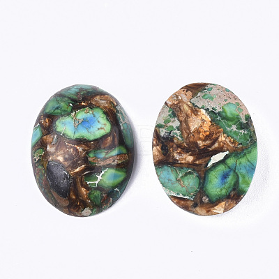 Assembled Synthetic Imperial Jasper and Bronzite  Cabochons G-S329-080D-1