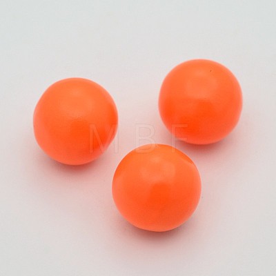 No Hole Spray Painted Fluorescence Brass Round Ball Beads Fit Cage Pendants KKB-J004-03-1