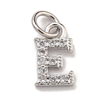 Initial Letter Brass with Cubic Zirconia Charms KK-Q814-26E-P-1