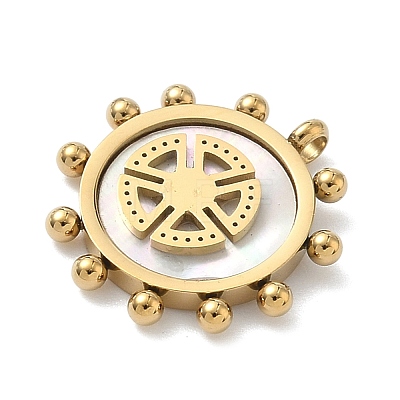 304 Stainless Steel with Synthetic Shell Pendants STAS-G374-02G-1
