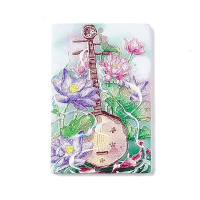 Embossed Flower Printed Acrylic Pendants MACR-J121-02E-1