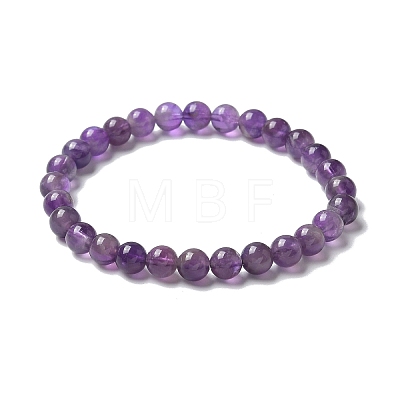 Natural Amethyst Bead Stretch Bracelets BJEW-K212-A-034-1