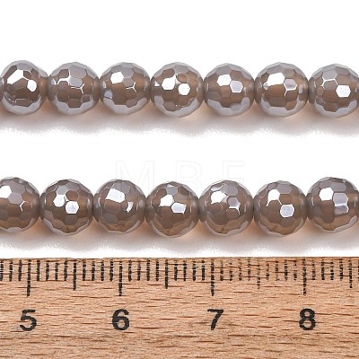 Electroplated Natural Agate Beads Strands G-B191-A07-6mm-05-1