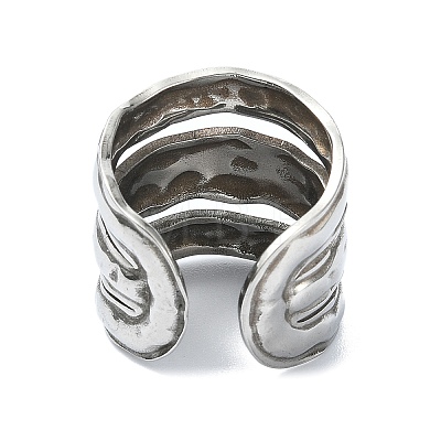 304 Stainless Steel Cuff Rings for Women RJEW-M019-04P-1