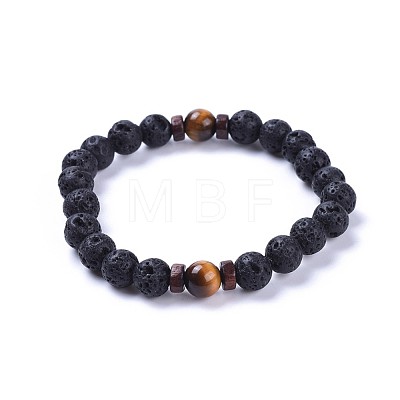 Natural Lava Rock Bead Stretch Bracelets BJEW-JB04296-1