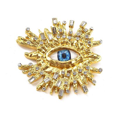 Evil Eye Alloy Rhinestone Brooches for Backpack Clothes JEWB-A030-01G-1