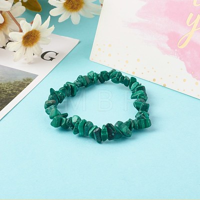 Natural Malachite Beads Stretch Bracelets for Children BJEW-JB06388-11-1
