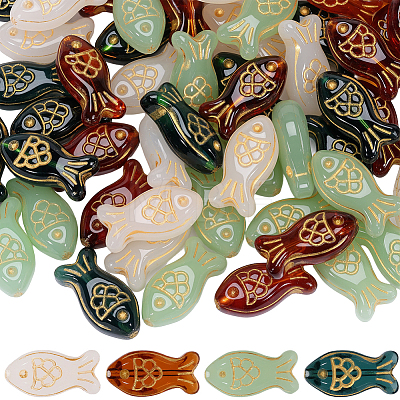 60Pcs 4 Colors Glass Beads GLAA-SC0003-46-1