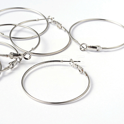 Platinum Color Brass Hoop Earrings X-EC108-3NF-1