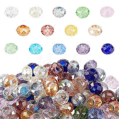 Mixed Color Faceted Rondelle Glass Beads Diameter 8mm Large Hole Beads for Jewelry Making GLAA-PH0002-02M-1
