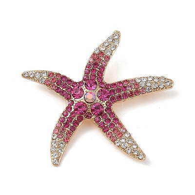 Starfish Alloy Rhinestone Sea Animal Brooches JEWB-S023-01C-1