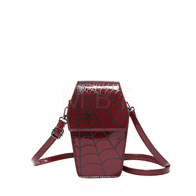 Halloween Spider Web Coffin Shaped PU leather Crossbody Bags PW-WG786F3-02-1