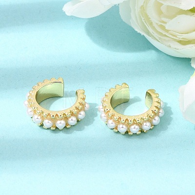 Brass ABS Plastic Pearl Cuff Earrings for Women PL-CBA43D6-03G-1