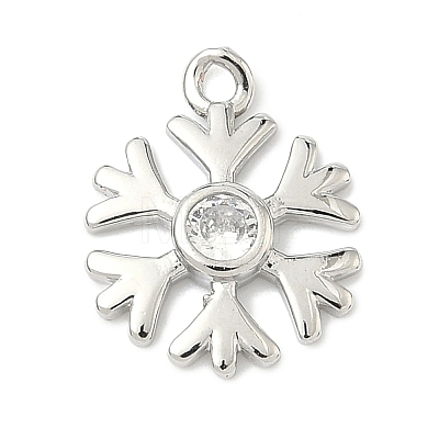 Christmas Brass Pave Clear Cubic Zirconia Charms KK-G548-04P-1