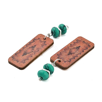 Natural Turquoise with Poplar Wood Big Pendants FIND-Z048-02-1