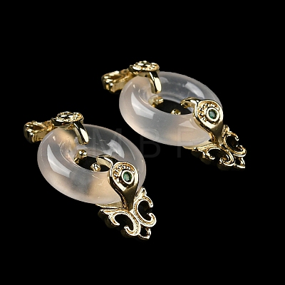 Natural White Agate Connector Charms G-R489-27G-1