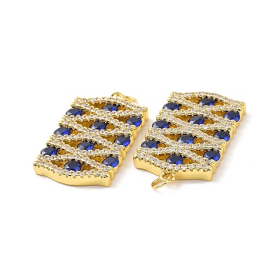 Rack Plating Eco-Friendly Brass Micro Pave Cubic Zirconia Pendants KK-F844-03G-1