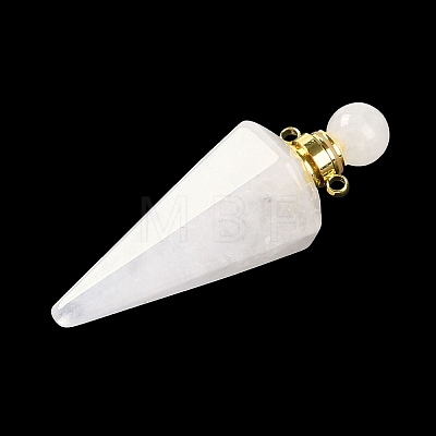 Natural Quartz Crystal Faceted Cone Openable Perfume Bottle Big Pendants G-L524-18G-11-1