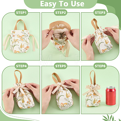 Flower Print Canvas Cloth Wedding Candy Tote Bags ABAG-WH0072-044B-1