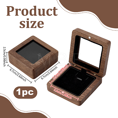 Wood Brooch Storage Magnetic Boxes with Acrylic Window CON-WH0085-244-1