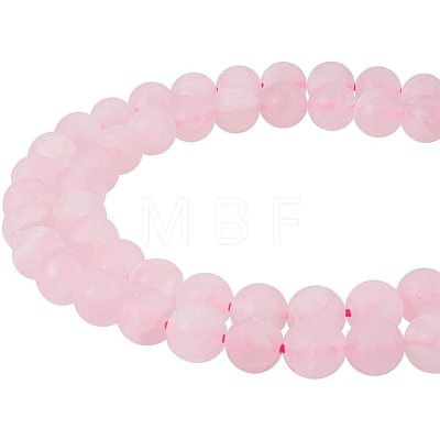 Frosted Natural Rose Quartz Bead Strands G-PH0028-8mm-17-1