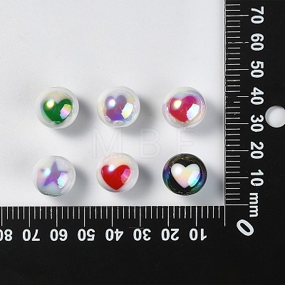 100Pcs Two Tone UV Plating Opaque Acrylic Beads OACR-CJ0001-34-1