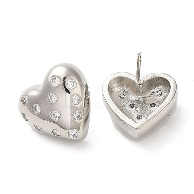 Heart Rack Plating Brass Micro Pave Cubic Zirconia Stud Earrings for Women EJEW-O001-03P-1