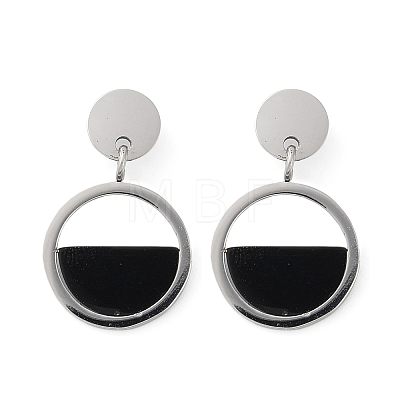 304 Stainless Steel Plastic Dangle Stud Earrings EJEW-Z089-16P-1