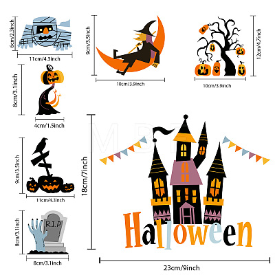 Halloween Theme Chemical Fiber Oil Canvas Self Adhesive Window Decorations AJEW-WH0182-003-1