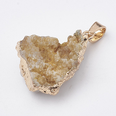 Natural Druzy Agate Pendants G-Q494-76F-1