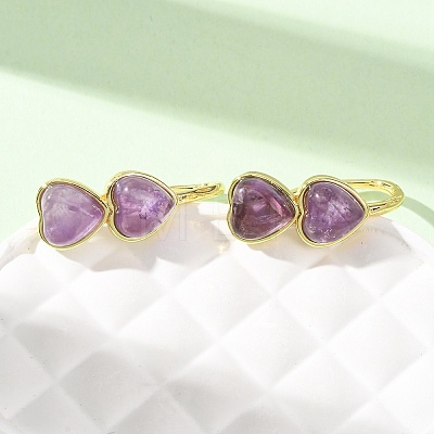 Valentine's Day Heart Natural Amethyst Stud Earrings EJEW-T053-01G-09-1