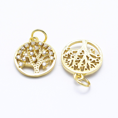 Brass Micro Pave Cubic Zirconia Charms ZIRC-L070-06G-1