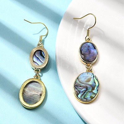 Brass Natural Abalone Shell Dangle Earrings EJEW-F388-01A-G-1
