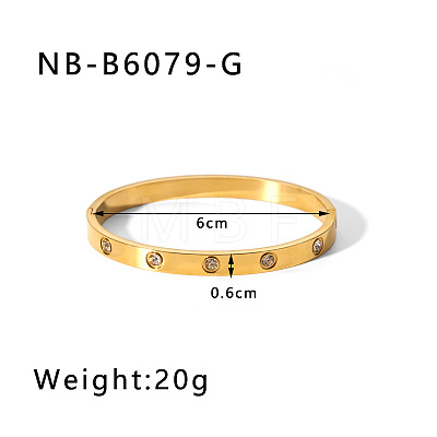 304 Stainless Steel Pave Cubic Zirconia Bangles FS-WG09E60-15-1
