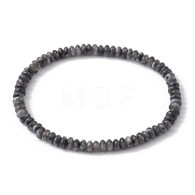 Natural Black Labradorite Rondelle Beaded Stretch Bracelets BJEW-JB09980-05-1