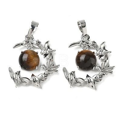 Natural Tiger Eye Pendants G-B194-01P-07-1