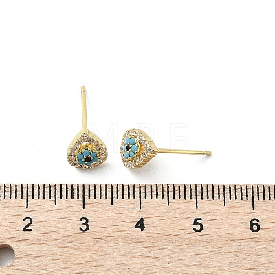 Brass Micro Pave Clear Cubic Zirconia Stud Earrings EJEW-A128-02G-1