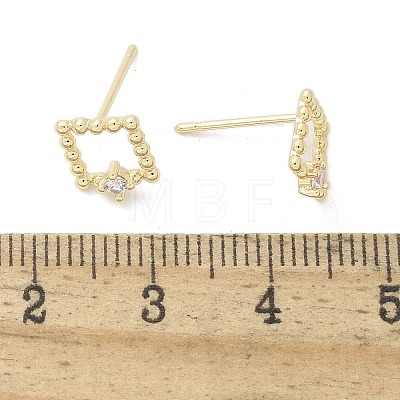 Brass Clear Cubic Zirconia Stud Earrings EJEW-Q014-03G-1