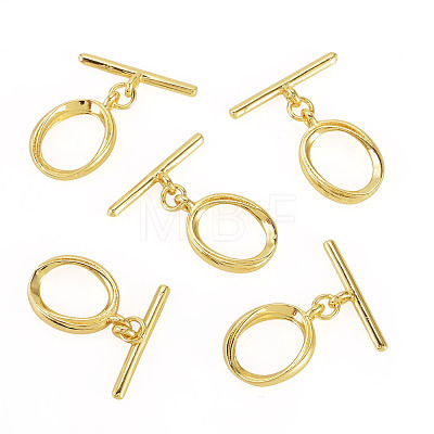 5Pcs Oval Brass Toggle Clasps KK-TADJ0001-24-1