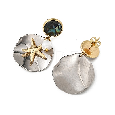 2 Pairs Paua Shell with Non-Tarnish 201 Stainless Steel Stud Earrings EJEW-JE07477-1