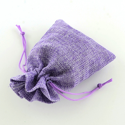 Polyester Imitation Burlap Packing Pouches Drawstring Bags ABAG-R004-14x10cm-08-1