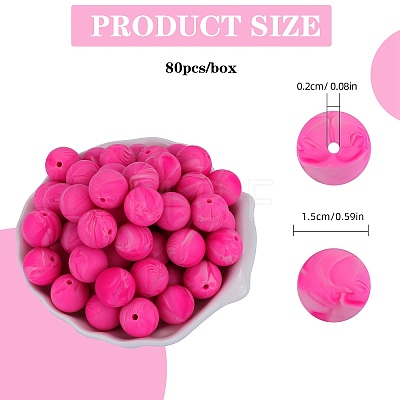 80Pcs Round Silicone Focal Beads SIL-SZ0001-24-38-1