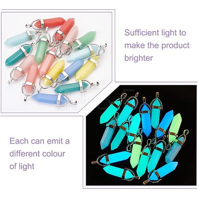 16Pcs 8 Colors Synthetic Luminous Stone Pendants FIND-CA0005-30-1